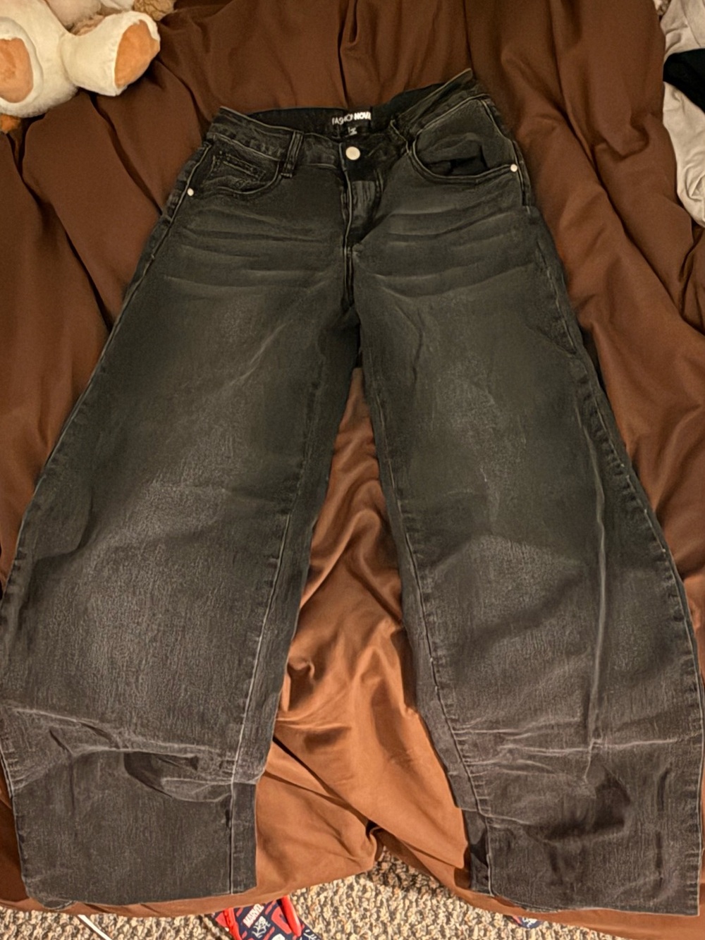 Fashion Nova Wide Leg High-Rise Jeans - Black Wash